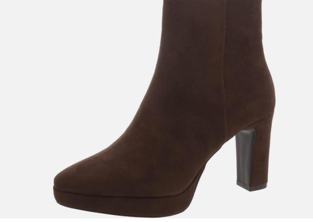 Anne Klein Jailene Women's Dark Brown Faux Suede Block Heel Bootie - Size 10.5M